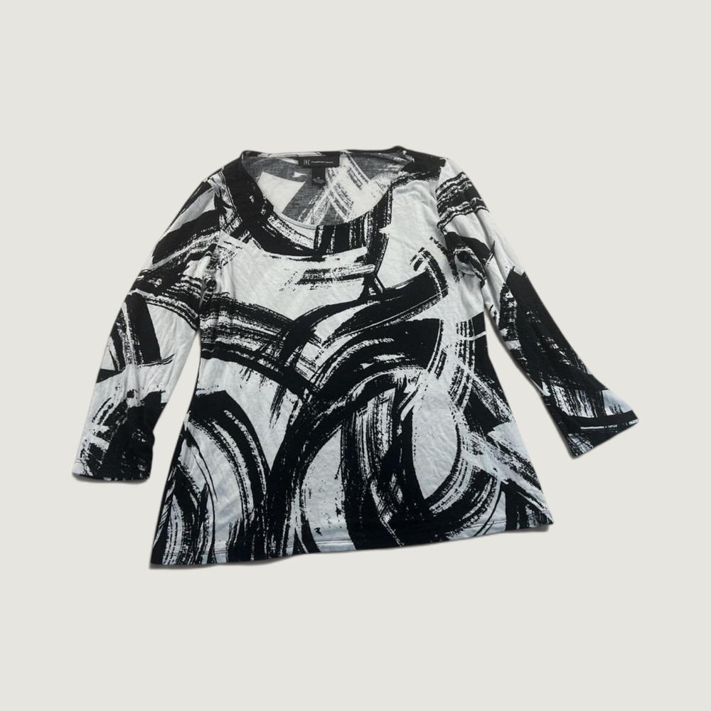 I.N.C. International Concepts Medium Black and White Abstract Top